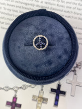 Load image into Gallery viewer, Vintage 14K White Gold Sapphire &amp; Diamond “ Peace“ Charm
