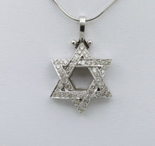 Load image into Gallery viewer, Estate 14K White Gold Star of David Diamond Pendant Necklace
