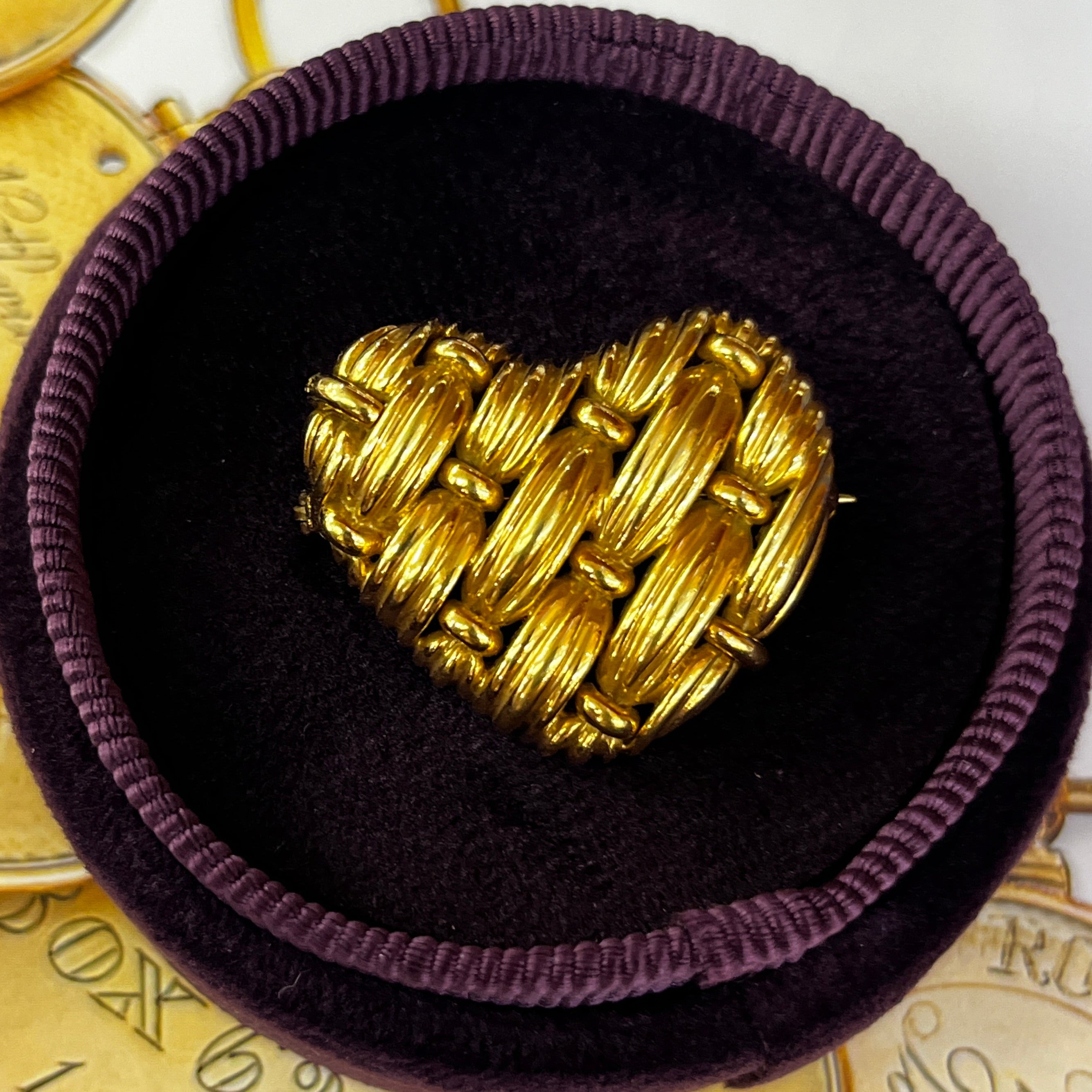 Tiffany & Co 18K Yellow Gold Woven Heart Brooch