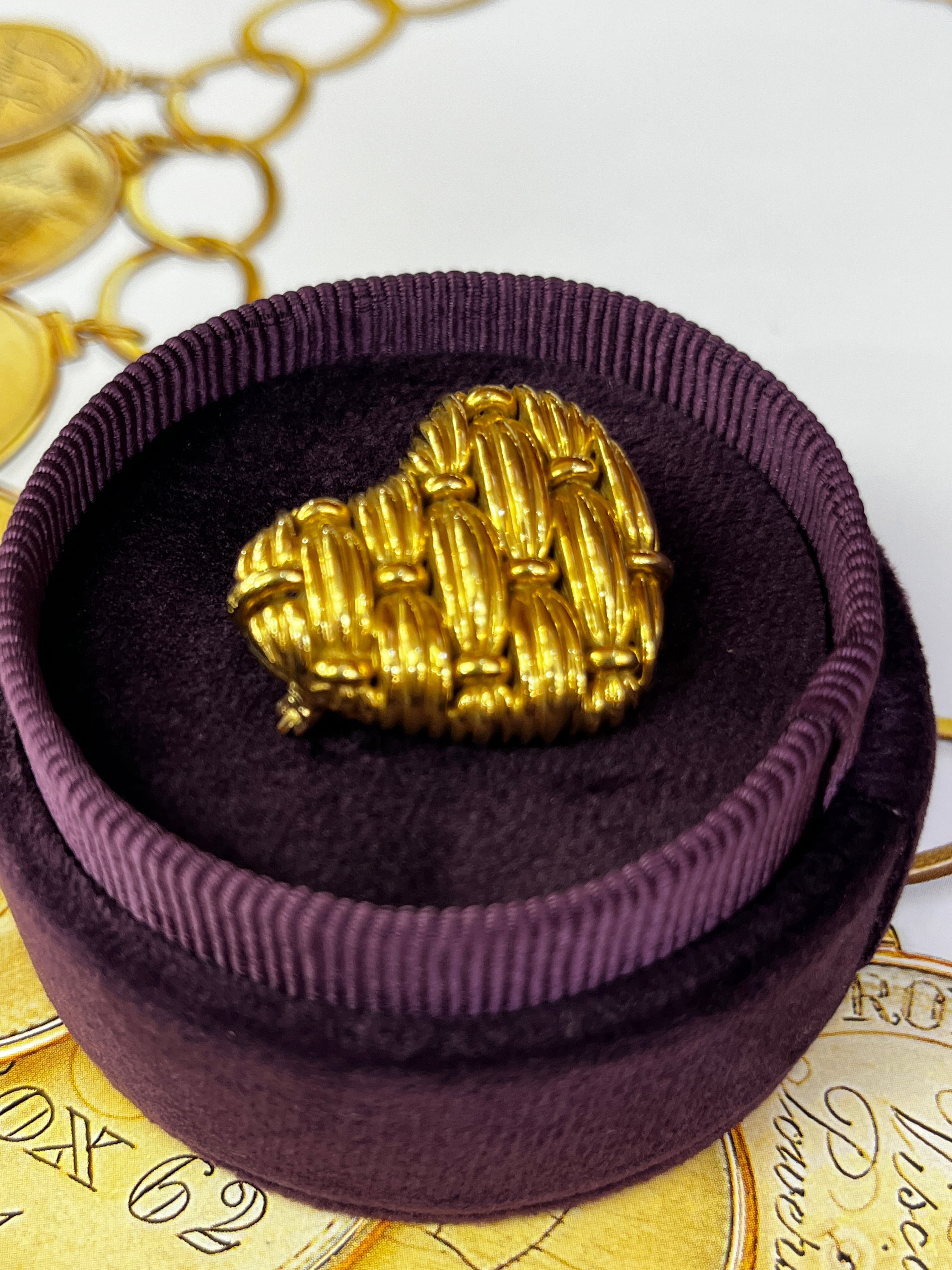 Tiffany & Co 18K Yellow Gold Woven Heart Brooch