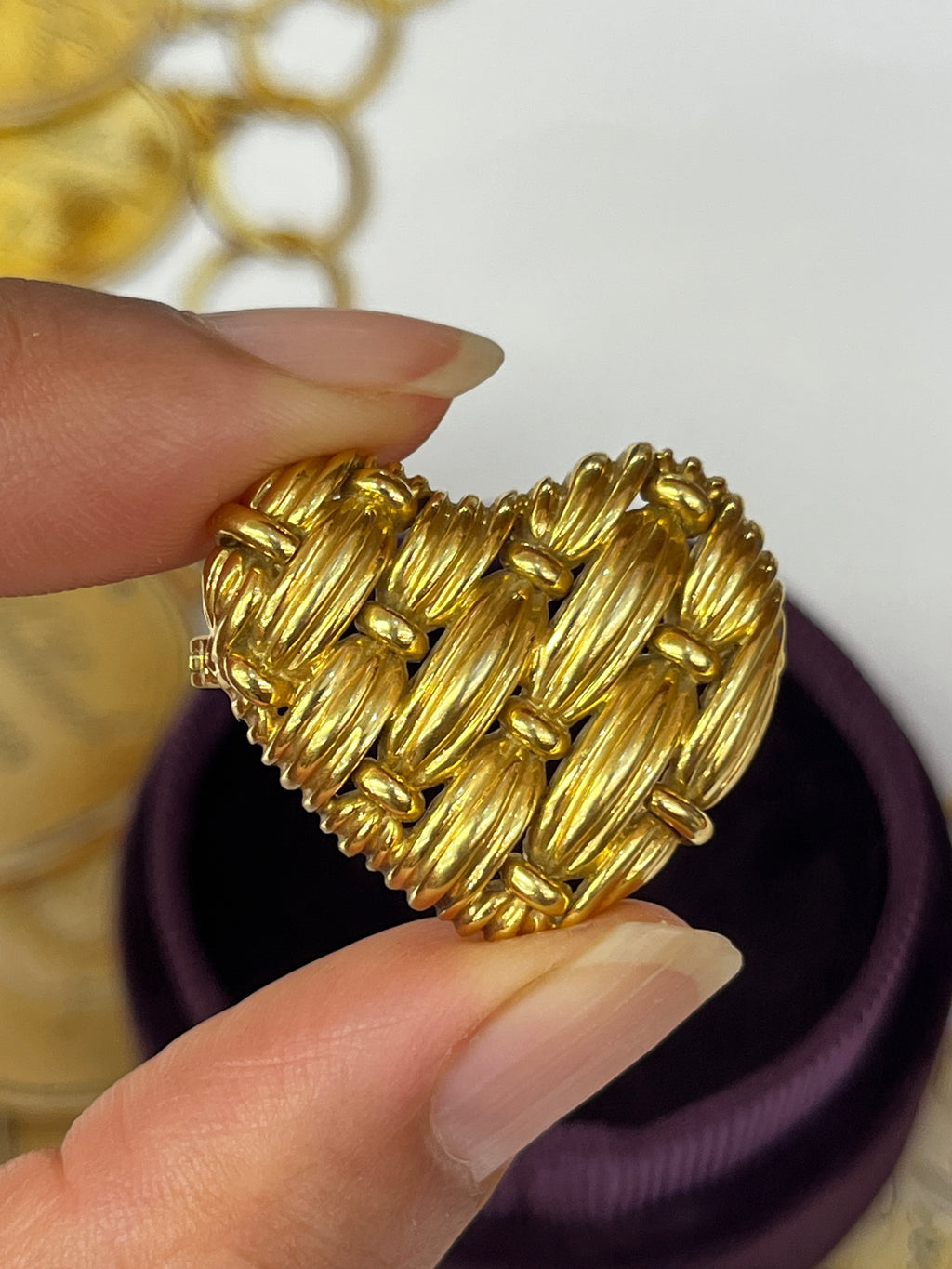 Tiffany & Co 18K Yellow Gold Woven Heart Brooch