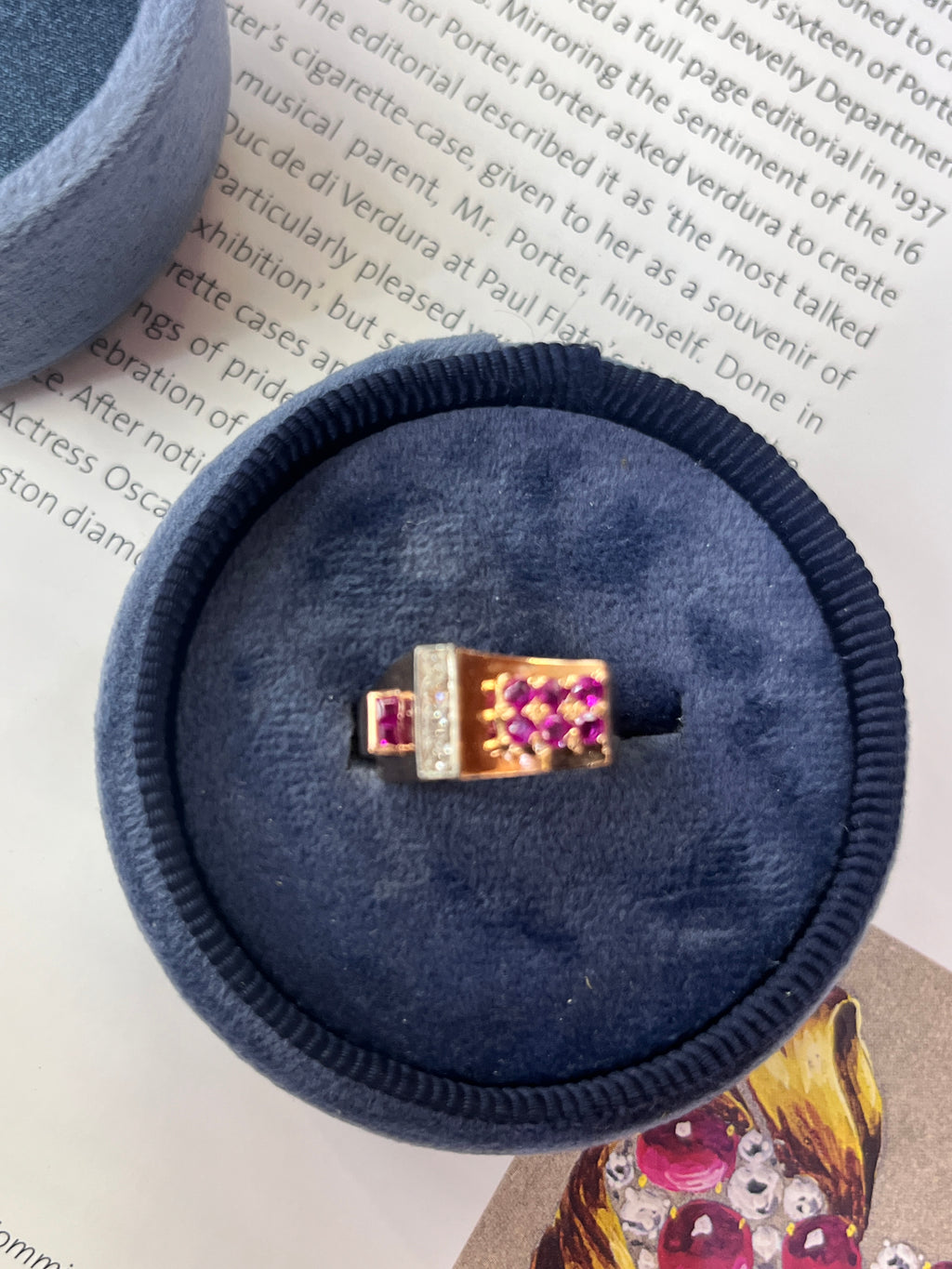 Vintage Retro 1940’s Ruby & Diamond Buckle Band