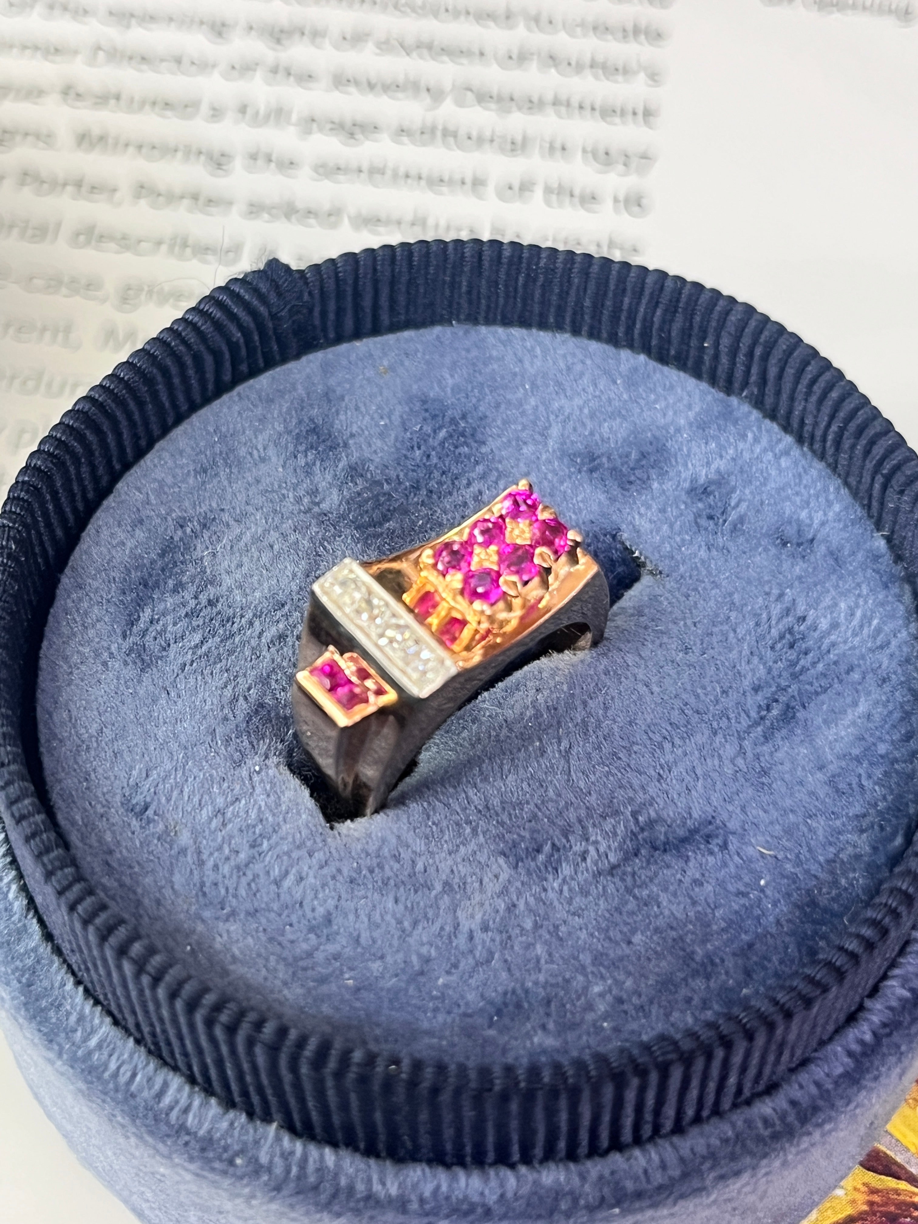 Vintage Retro 1940’s Ruby & Diamond Buckle Band