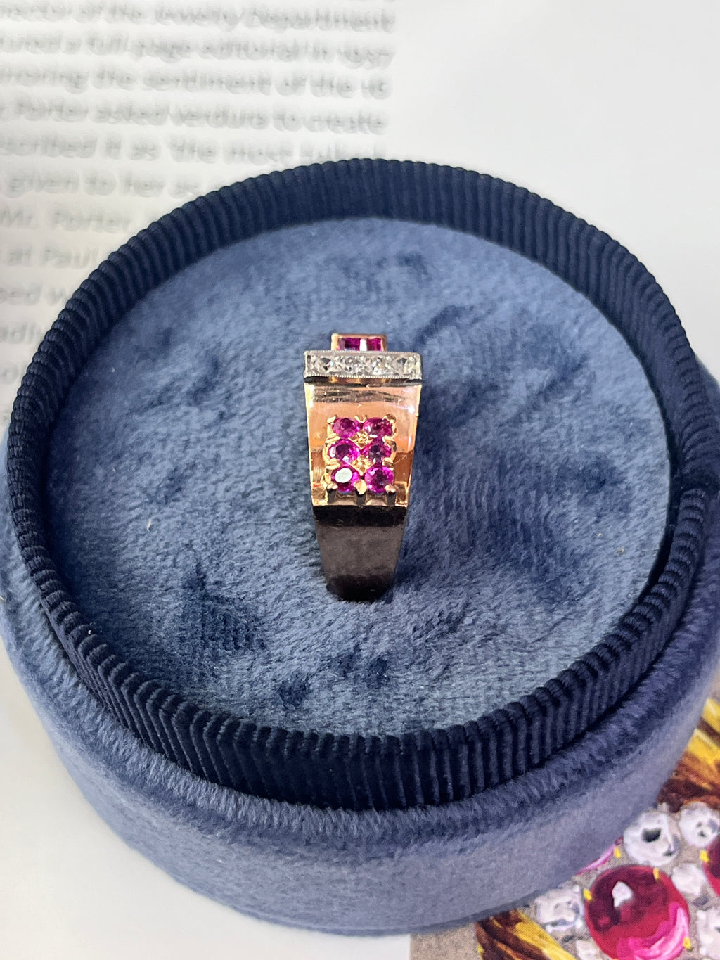 Vintage Retro 1940’s Ruby & Diamond Buckle Band