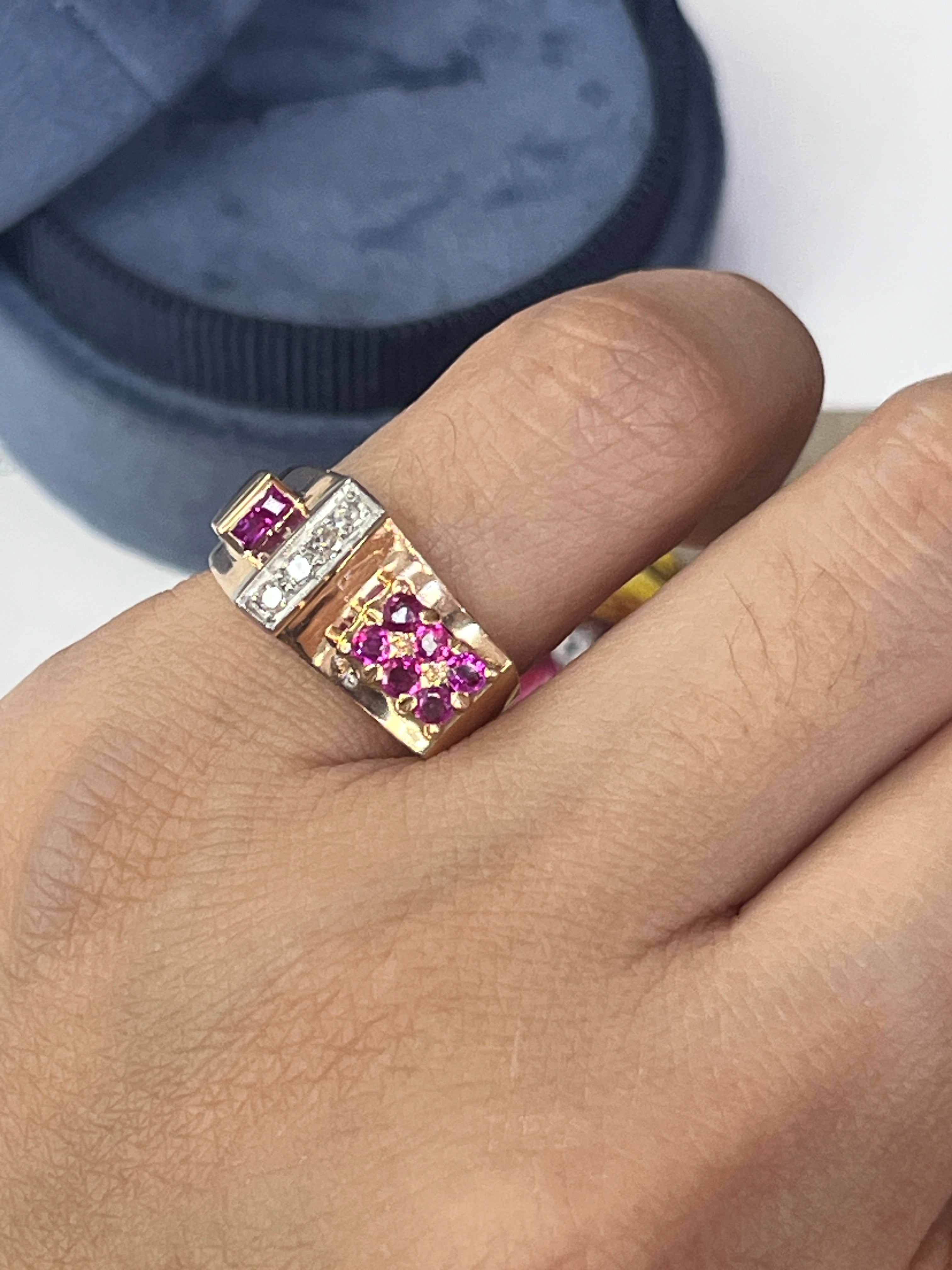 Vintage Retro 1940’s Ruby & Diamond Buckle Band