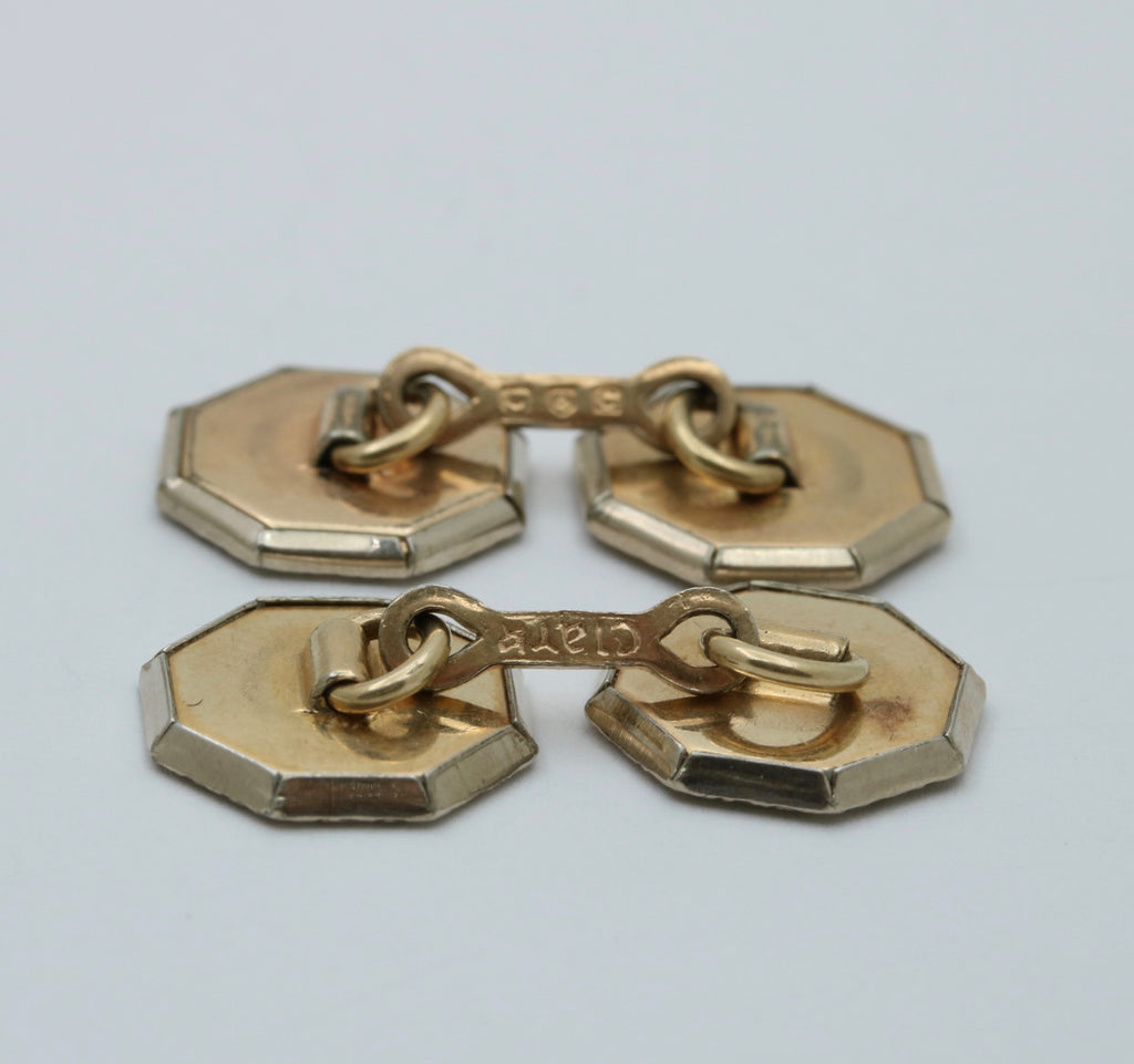 Art Deco Style Mother Of Pearl Metal Cufflinks