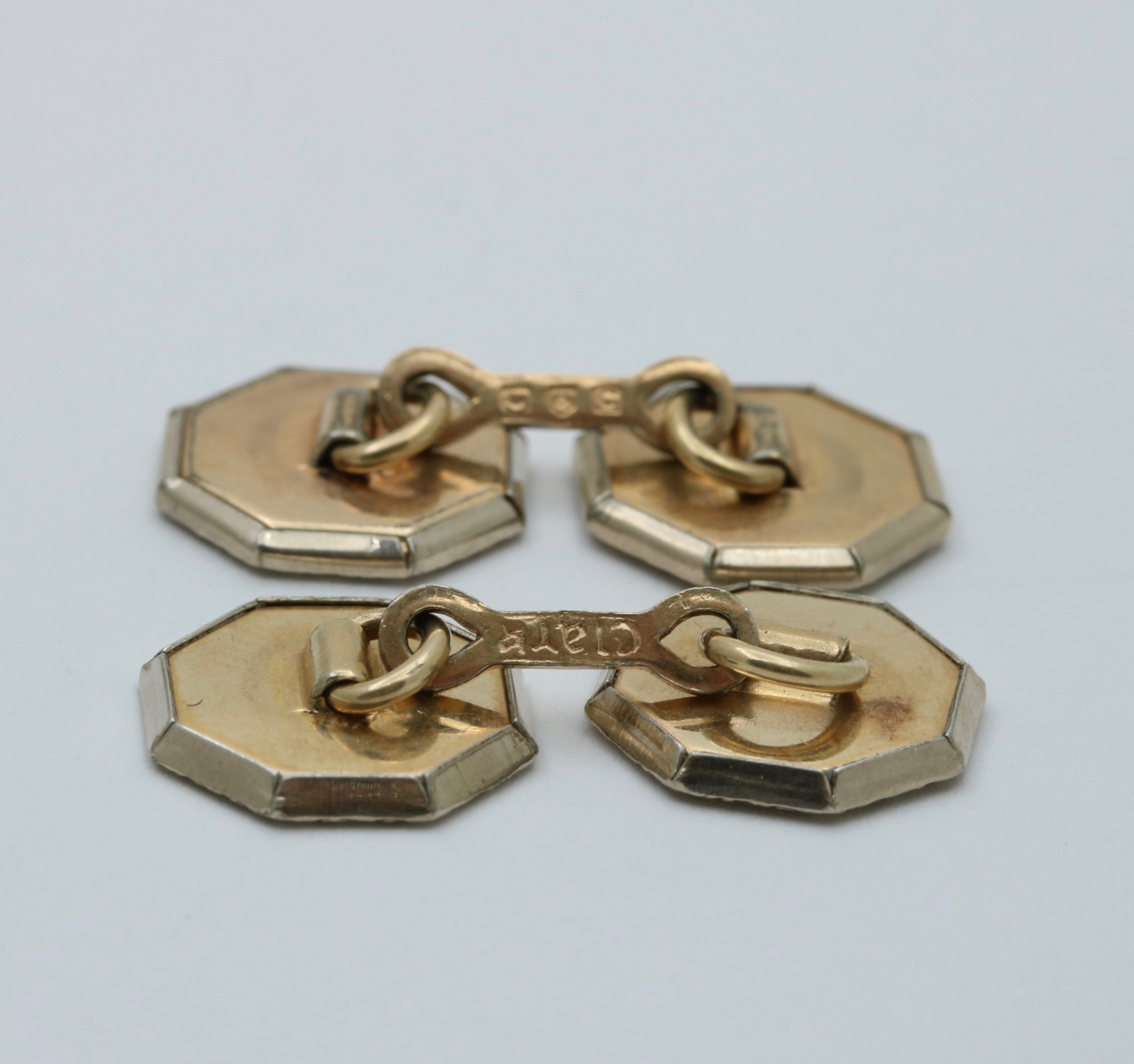 Art Deco Style Mother Of Pearl Metal Cufflinks