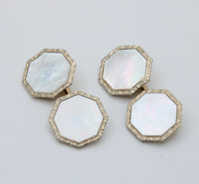 Load image into Gallery viewer, Art Deco Style Mother Of Pearl Metal Cufflinks
