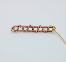 Load image into Gallery viewer, Vintage French 18K Yellow Gold &amp; Platinum Ruby, Diamond and Pearl Bar Pin
