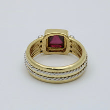 Load image into Gallery viewer, Vintage 18K Two Tone Rhodolite Garnet and Diamond Ring
