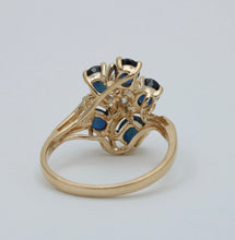 Load image into Gallery viewer, Vintage 14K Yellow Gold Sapphire &amp; Diamond Cluster Ring
