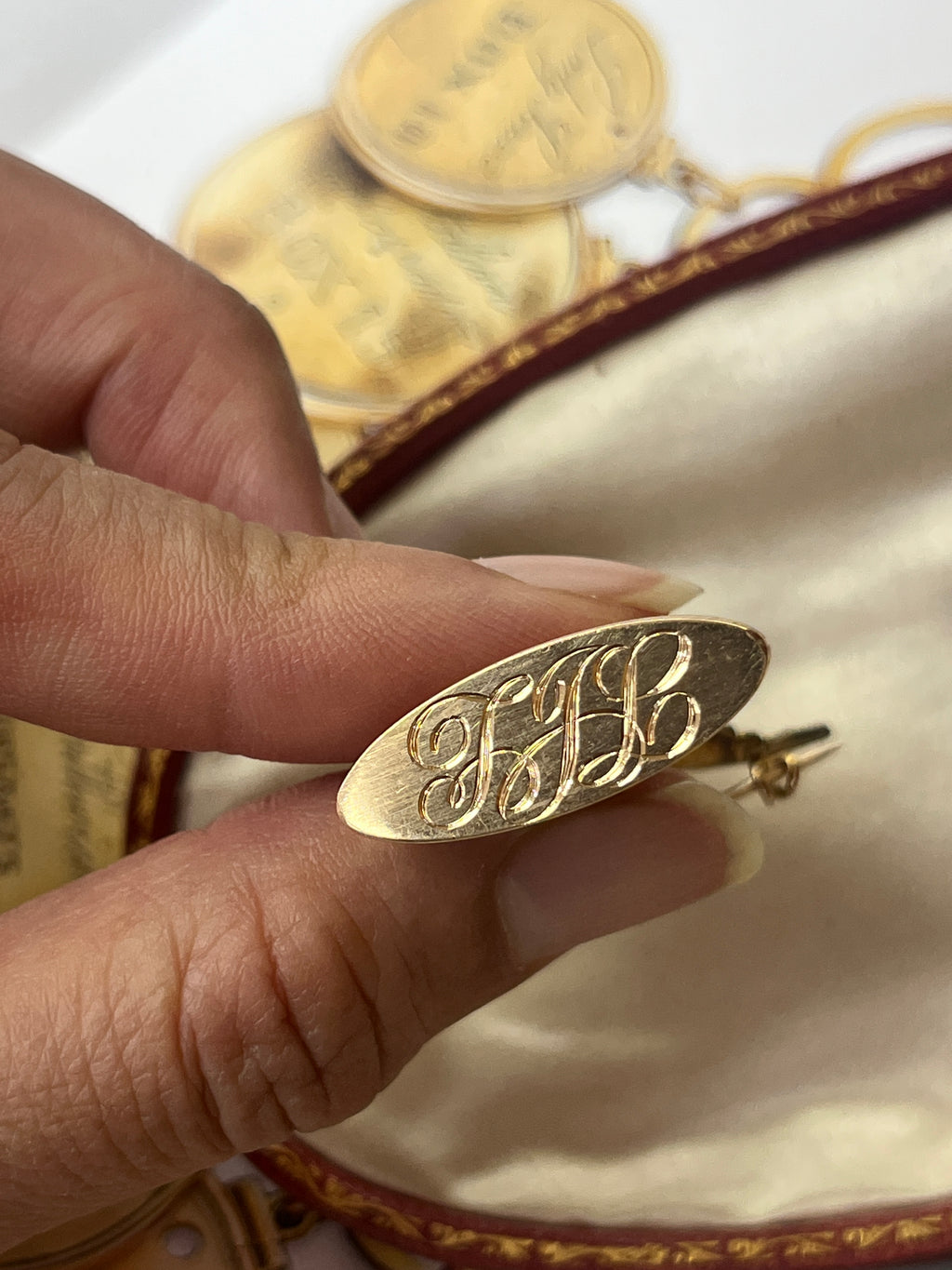 Antique Victorian Opened  Wing Crown 14K Yellow Gold Watch Fob Pendant Brooch