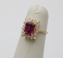 Load image into Gallery viewer, Vintage Pink Rhodolite Garnet Diamond 14K Yellow Gold Ring
