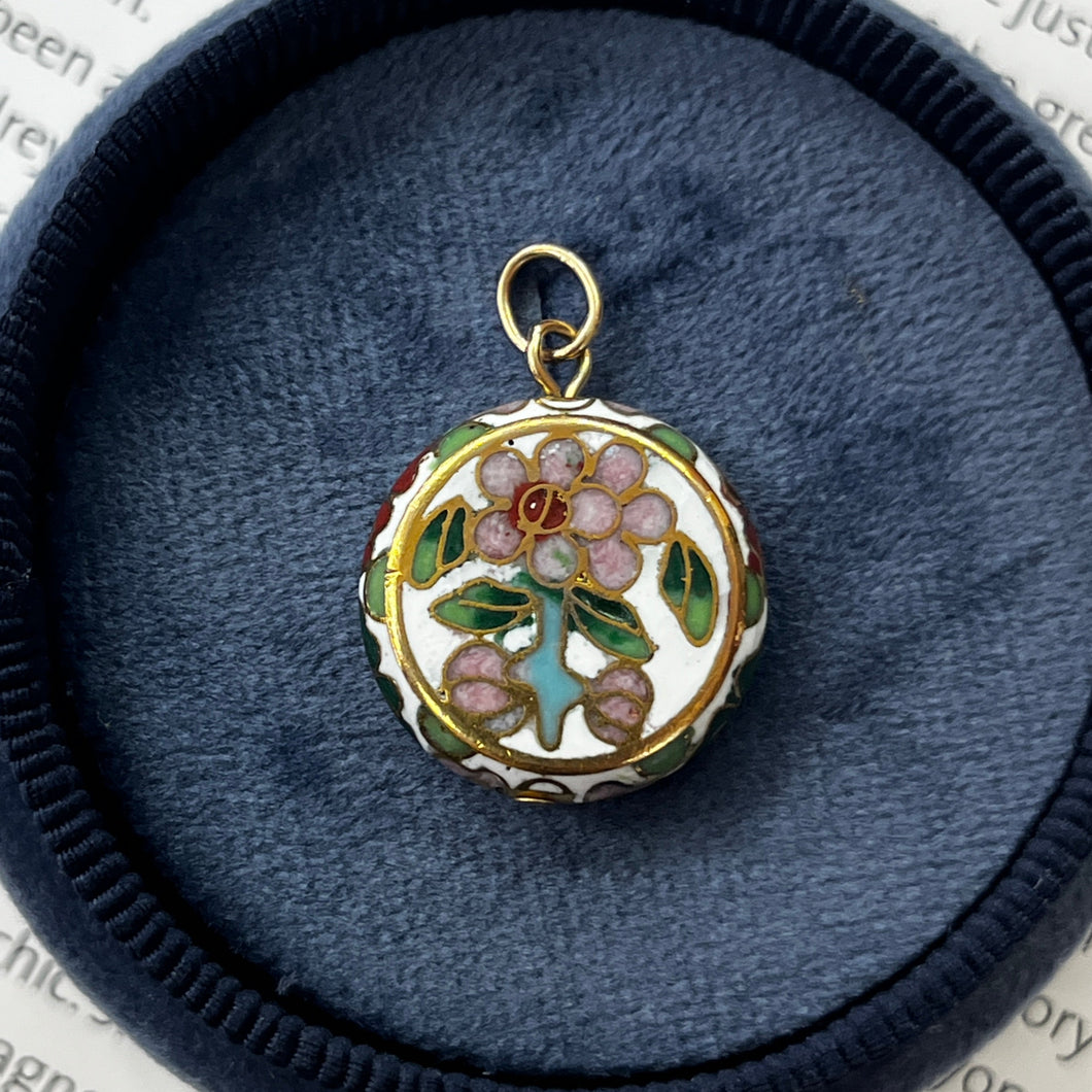 Vintage Cloisonne Flower Charm Pendant