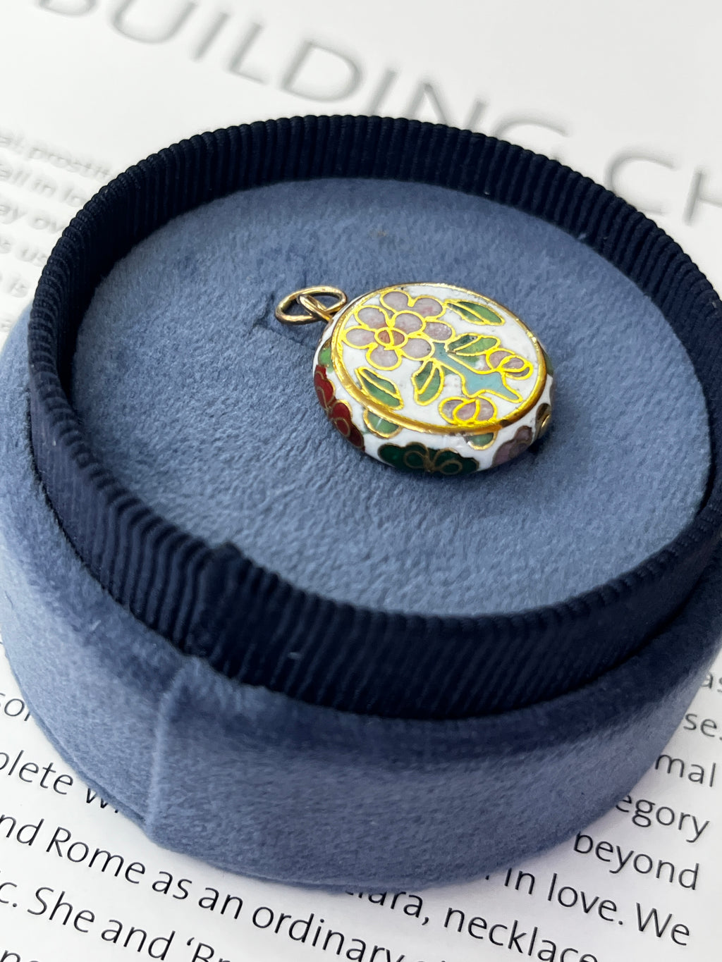 Vintage Cloisonne Flower Charm Pendant