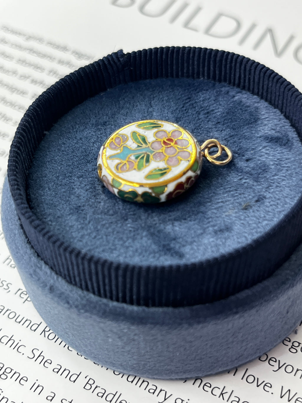 Vintage Cloisonne Flower Charm Pendant