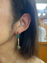 Load image into Gallery viewer, Vintage 10K Yellow Gold Green Chrysoprase Dangling Earrings
