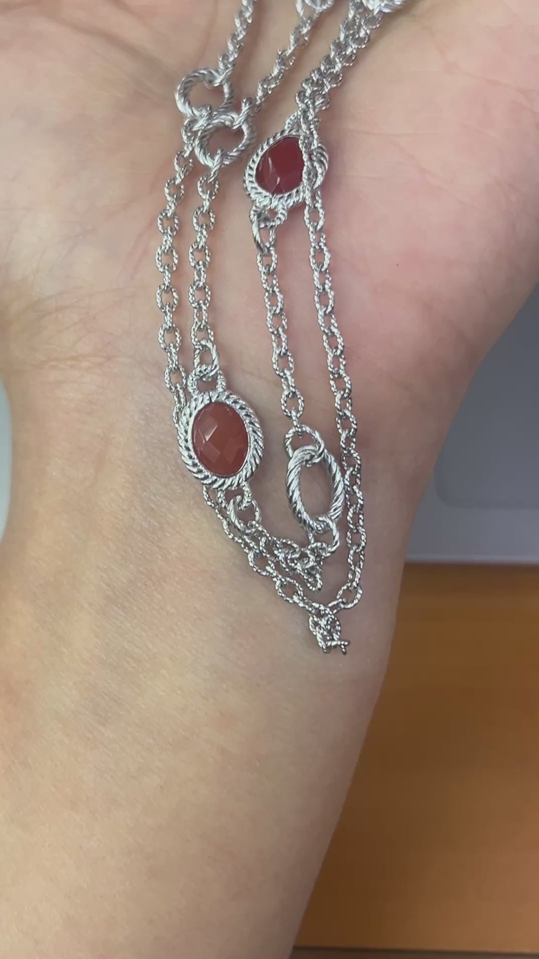 Judith Ripka Sterling Silver Verona Gemstone Station Necklace.