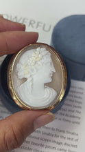 Load and play video in Gallery viewer, Vintage 14K Yellow Gold Woman’s Portrait Cameo Brooch
