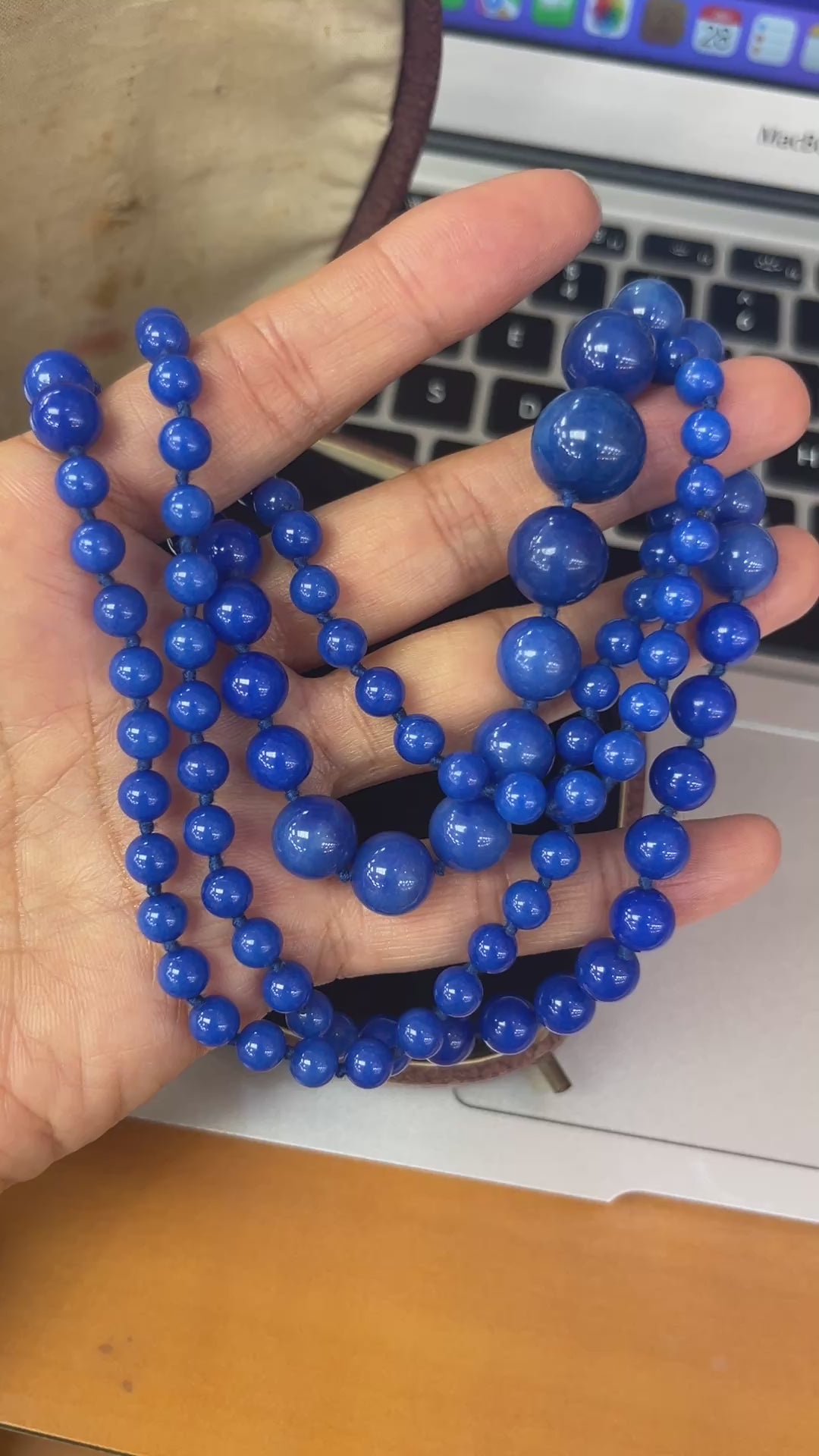 Vintage Beaded Blue Jasper Sphere Necklace