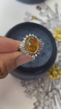 Load and play video in Gallery viewer, Vintage Platinum Fire Opal Diamond Ring, Statement Ring
