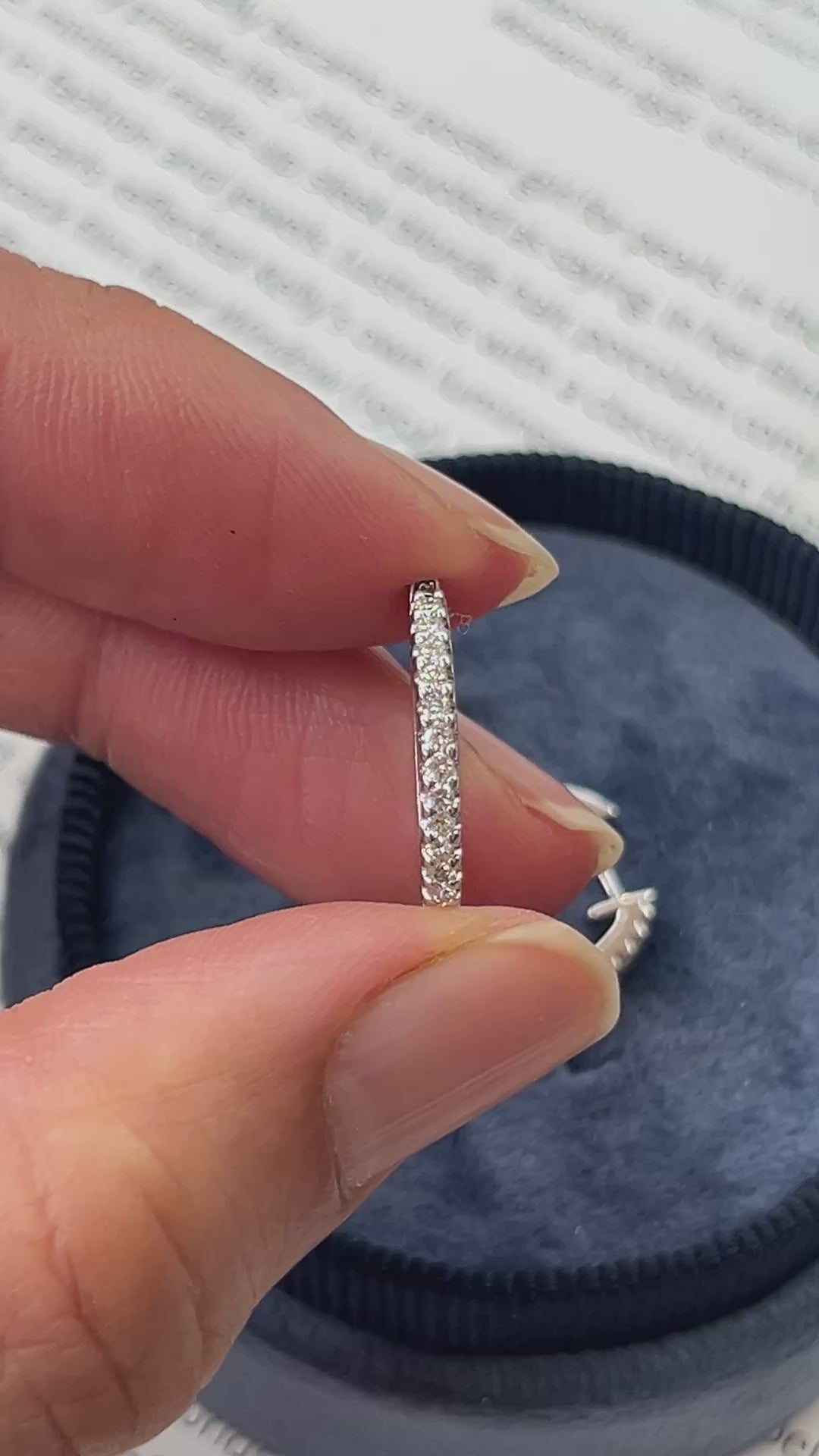Vintage 18K White Gold Diamond Huggies.