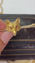 Load and play video in Gallery viewer, Vintage 14K Yellow Gold Fox Head &amp; Whip Bar Pin
