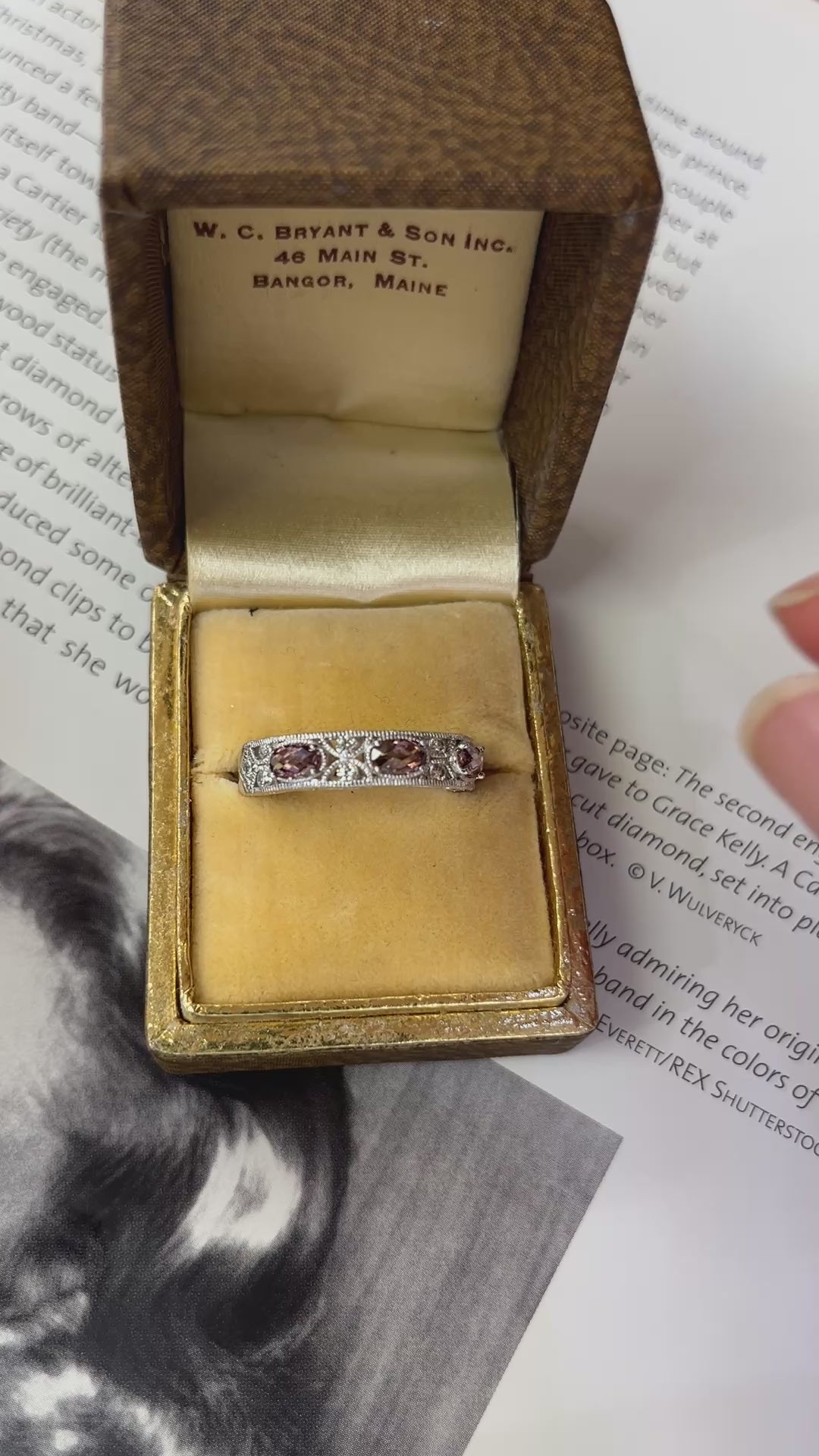 Vintage Tacori Sterling Silver Milgrain Pink Topaz Band