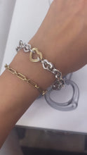 Load and play video in Gallery viewer, Tiffany &amp; Co 18K Yellow Gold &amp; Silver Open Heart Bracelet
