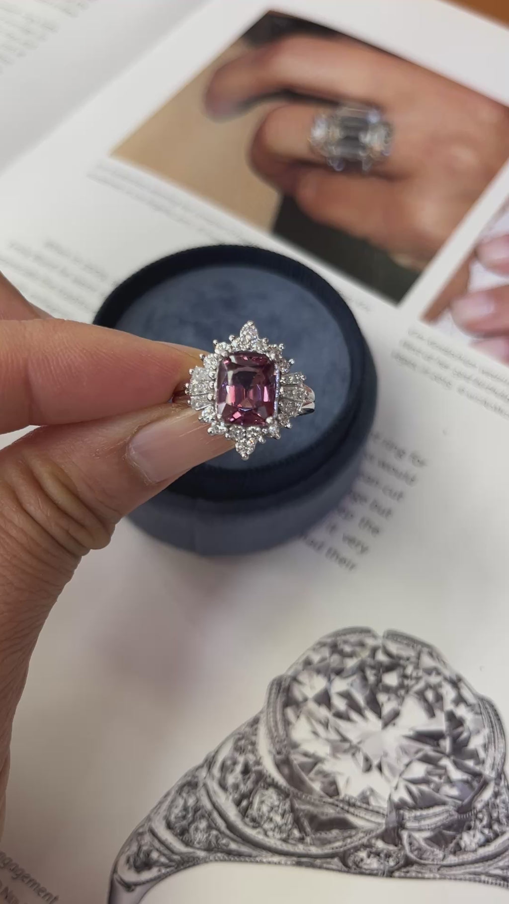 Pink Spinel & Diamond In 14K White Gold Engagement Ring