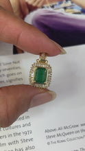 Load and play video in Gallery viewer, Vintage Emerald &amp; Diamond 14K Yellow Gold Pendant
