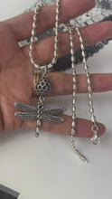 Load and play video in Gallery viewer, Vintage Sterling Silver Pandora DragonFly Pendant Necklace
