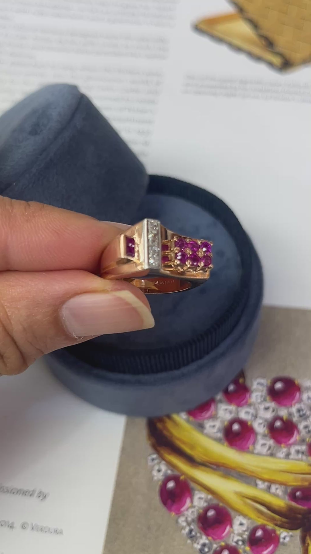 Vintage Retro 1940’s Ruby & Diamond Buckle Band