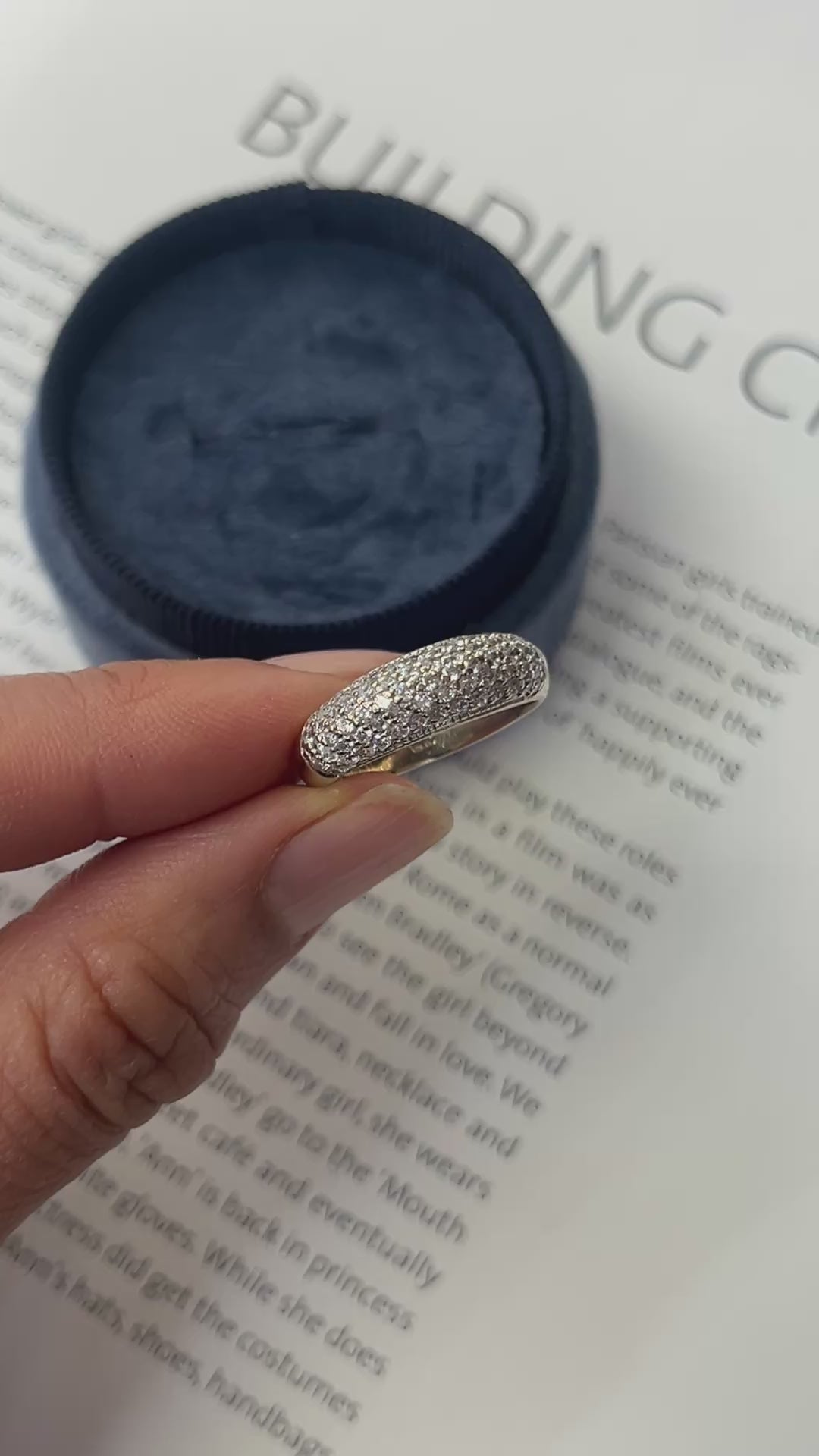 Vintage 14K White Gold Diamond Pave Band