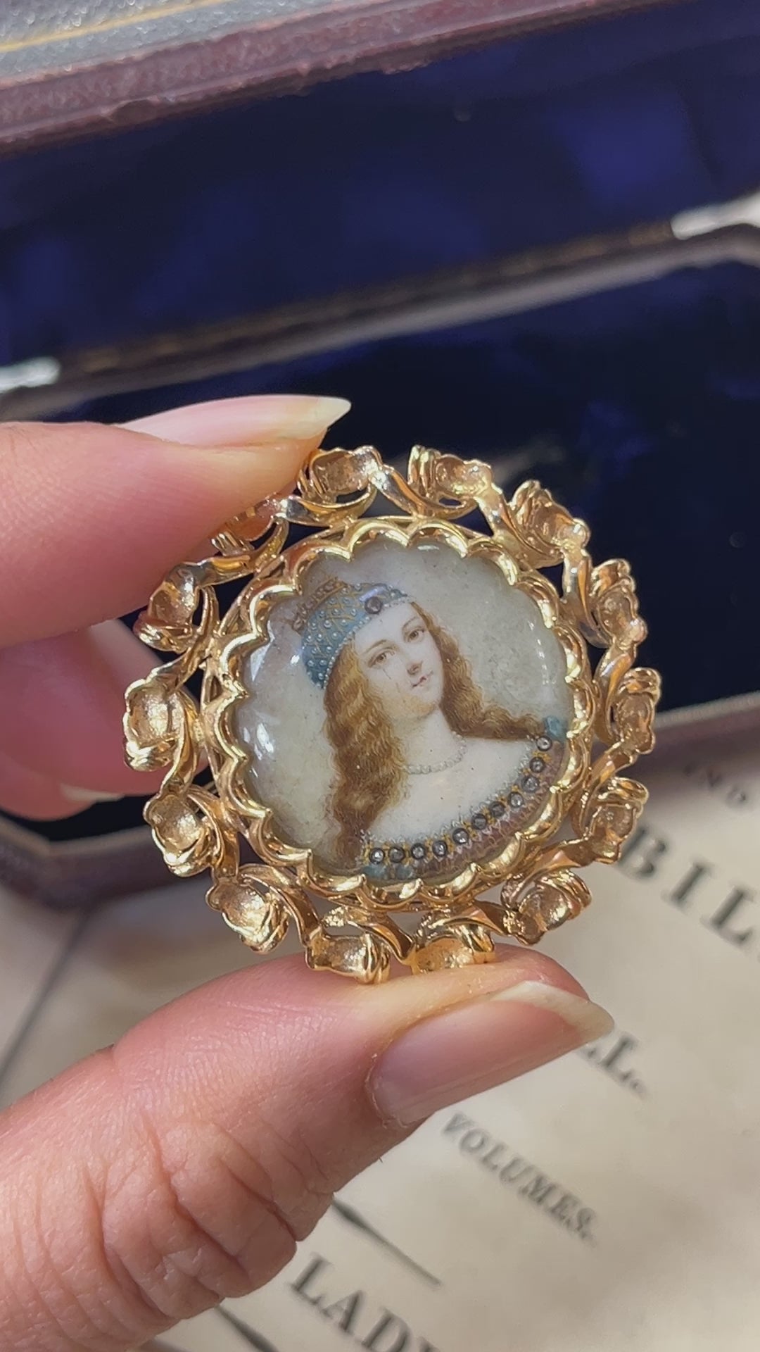 Vintage Seaman Schepps 14k Gold Miniature Portrait Brooch Pin