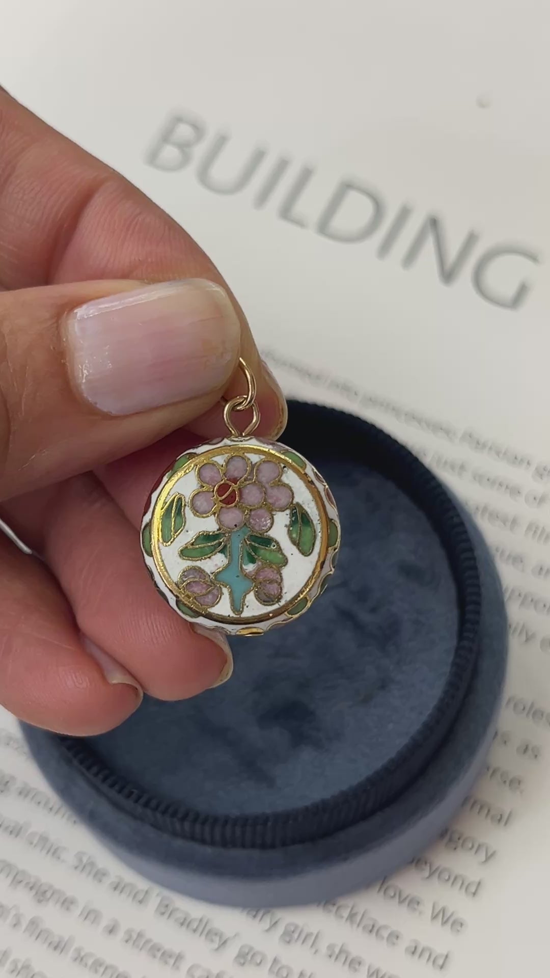 Vintage Cloisonne Flower Charm Pendant