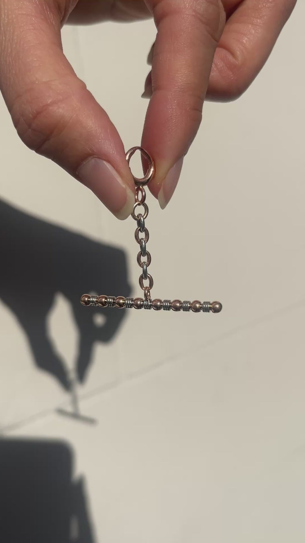 Antique 14K Rose Gold & Platinum T - Bar Extension / Charm Holder