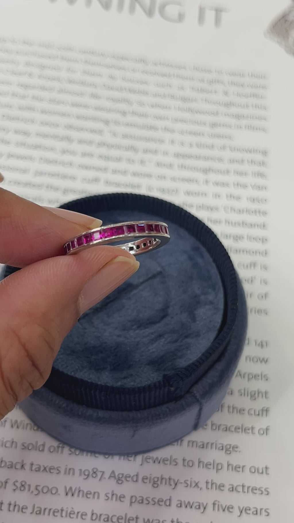 Vintage Ruby 14K White Gold Eternity Band Size 6