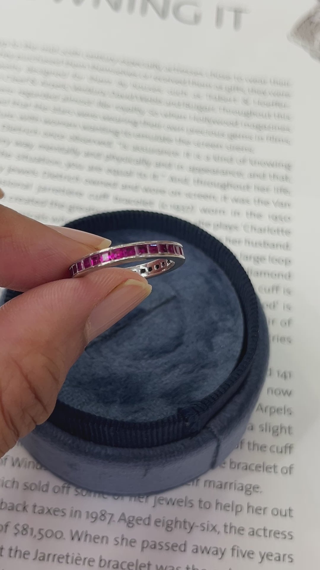 Vintage Ruby 14K White Gold Eternity Band Size 6