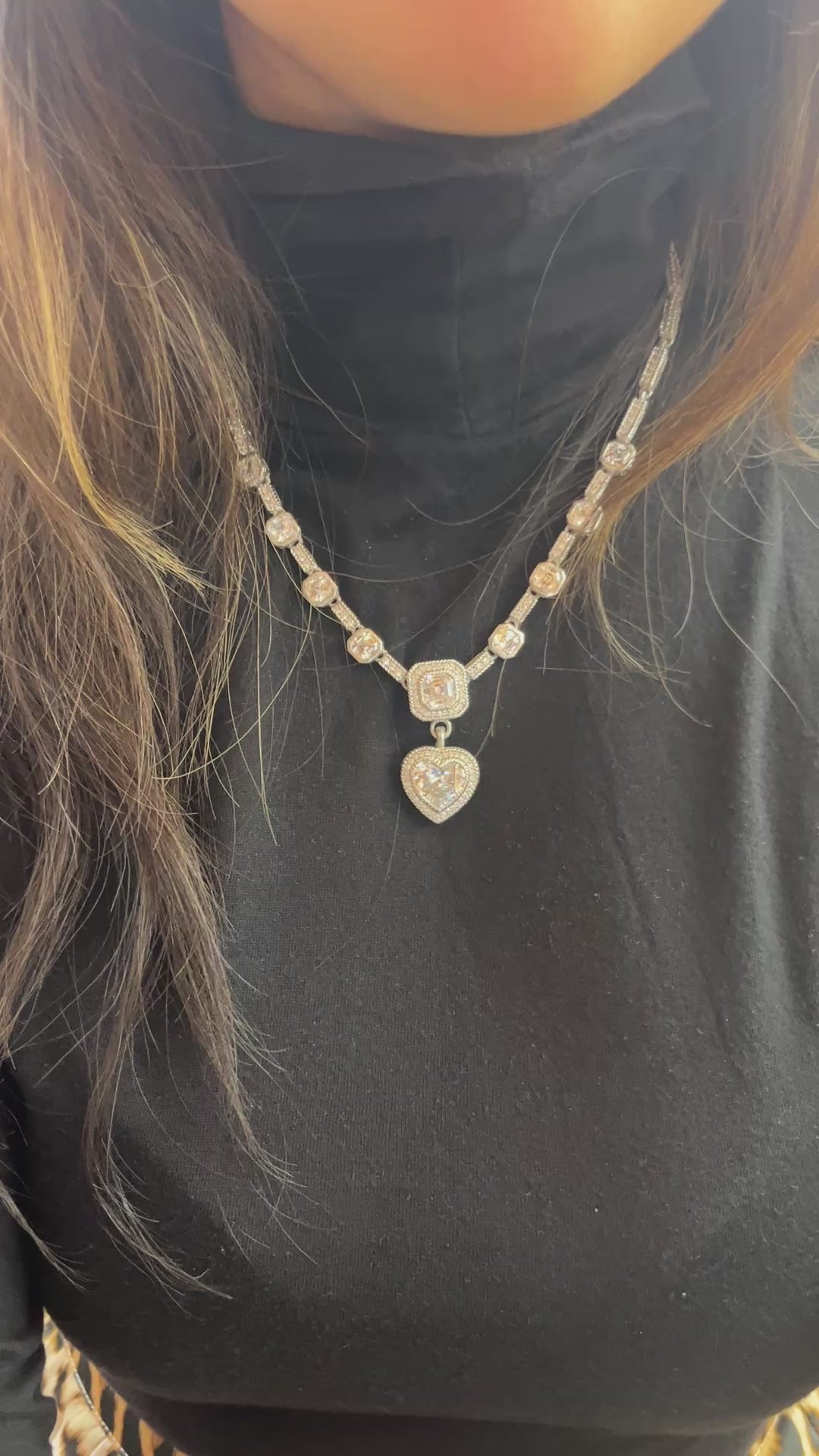 Judith Ripka Sterling Silver Heart Lavaliere Necklace
