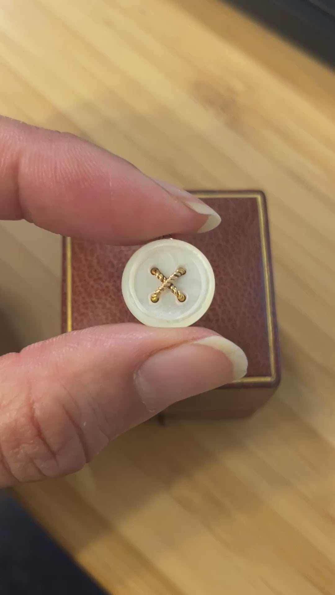 Tiffany & Co. 18K Yellow Gold Mother of Pearl Button Charm Pendant