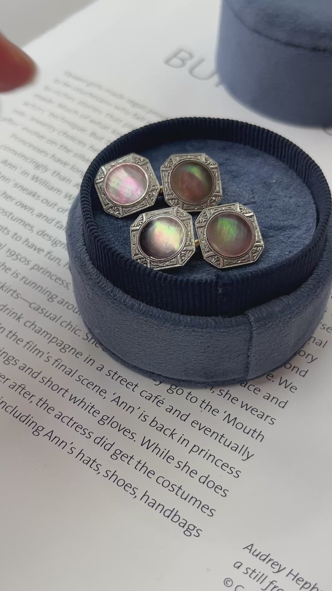 Art Deco 14K Two Tone Gold Mother Of Pearl Cufflinks