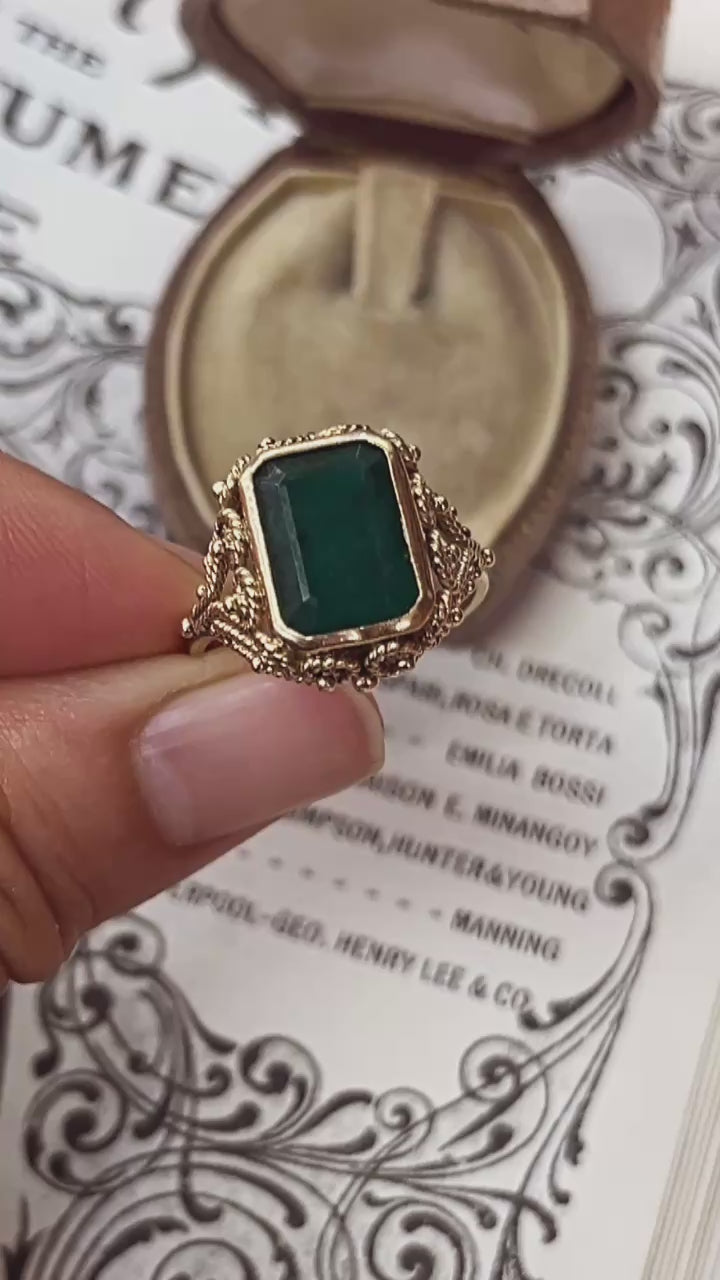 Vintage Emerald 14K Yellow Gold Ring