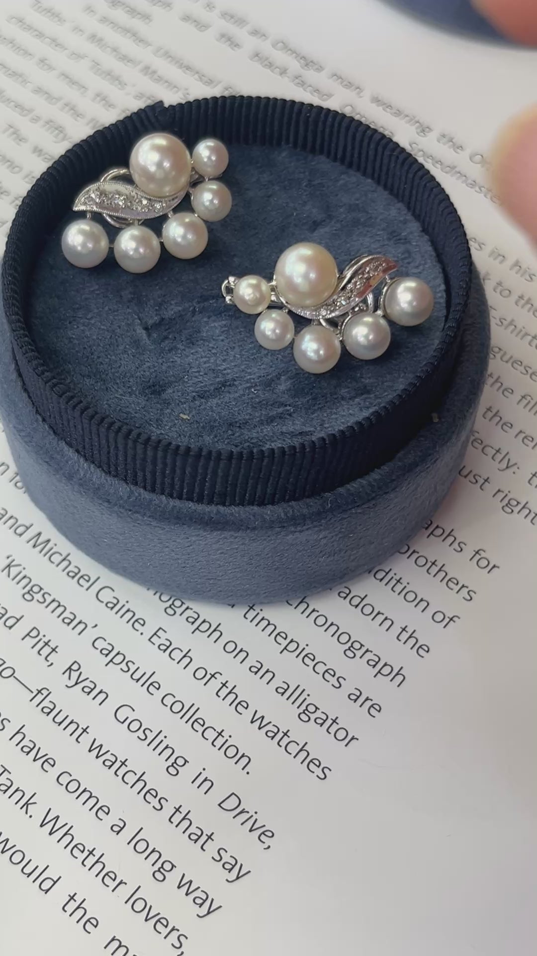 Vintage 14K White Gold Cultured Pearl Clip Earrings