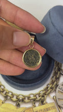 Load and play video in Gallery viewer, Vintage 14K Yellow Gold Ancient Coin Charm Pendant
