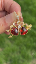 Load and play video in Gallery viewer, Antique 18K Yellow Gold Two Heart Citrine Diamond Pendant
