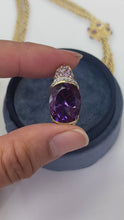 Load and play video in Gallery viewer, Vintage 10K Yellow Gold Amethyst And Diamond Pendant
