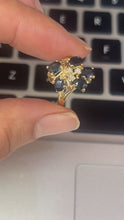 Load and play video in Gallery viewer, Vintage 14K Yellow Gold Sapphire &amp; Diamond Cluster Ring
