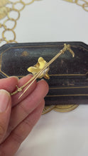 Load and play video in Gallery viewer, Vintage 14K Yellow Gold Fox Head &amp; Whip Bar Pin
