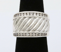 Classic David Yurman Sterling Silver Diamond Ring Band